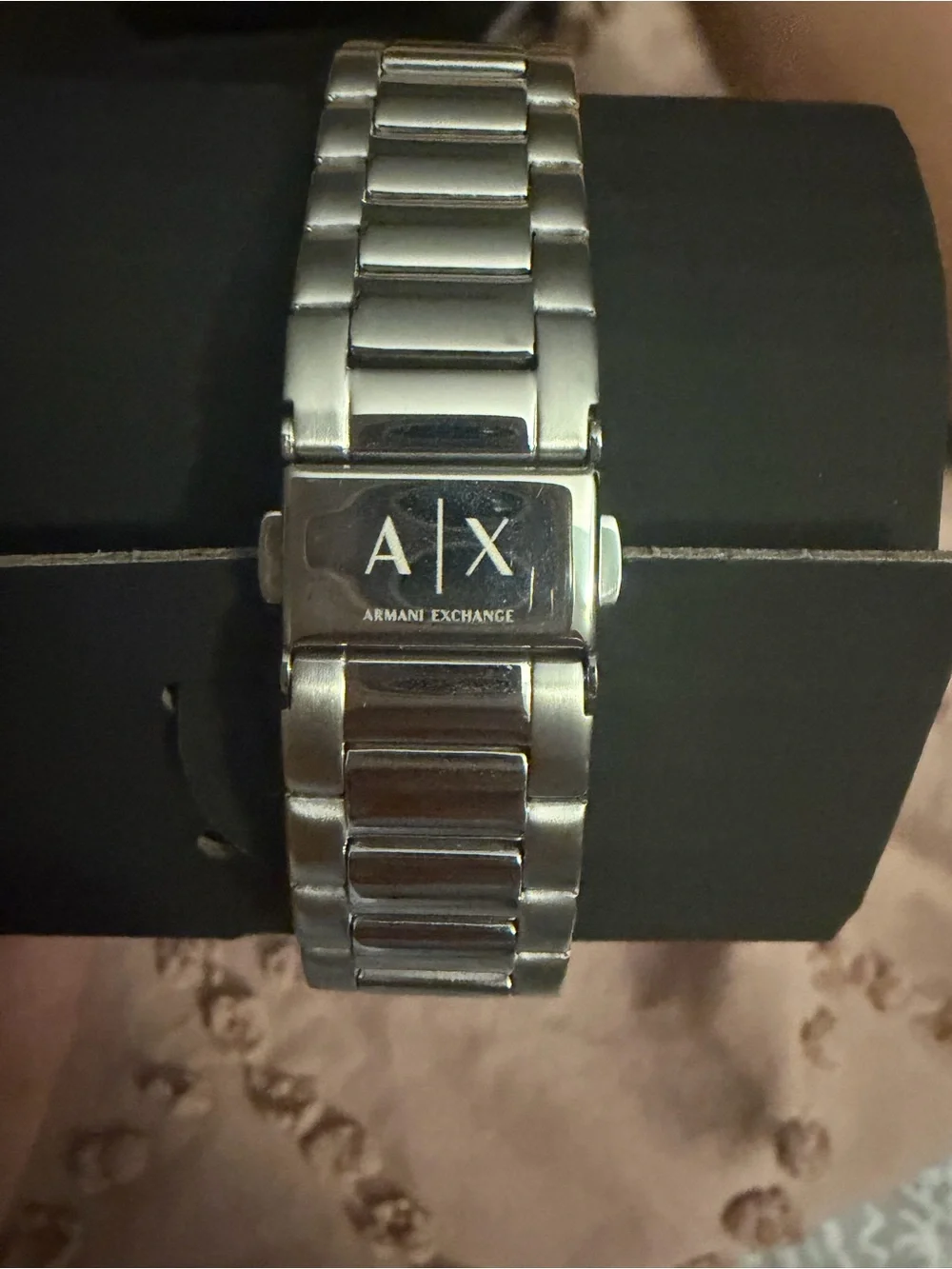 Armani Exchange Silver Stainless Steel Link Bracelet Watch with A|X Clasp
